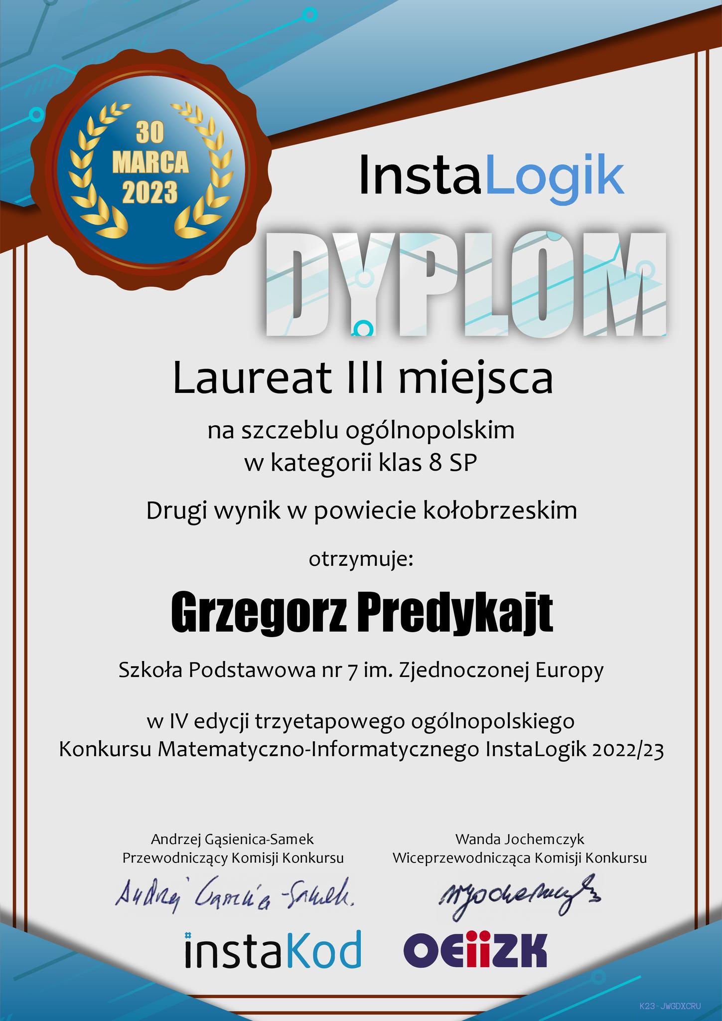 Grzegorz Predykajt laureatem InstaLogik